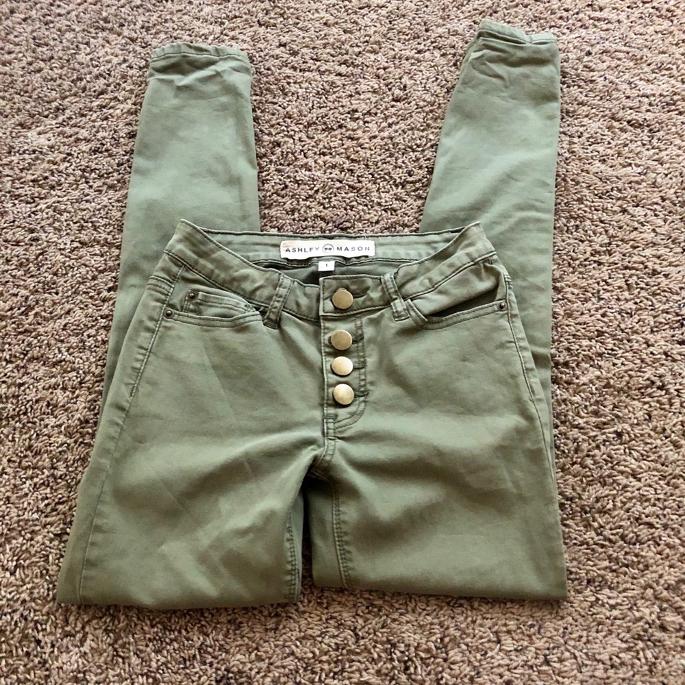Army green skinny jeans